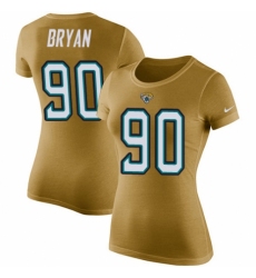 NFL Women's Nike Jacksonville Jaguars #90 Taven Bryan Gold Rush Pride Name & Number T-Shirt