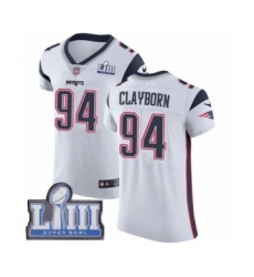 Men's Nike New England Patriots #94 Adrian Clayborn White Vapor Untouchable Elite Player Super Bowl LIII Bound NFL Jersey