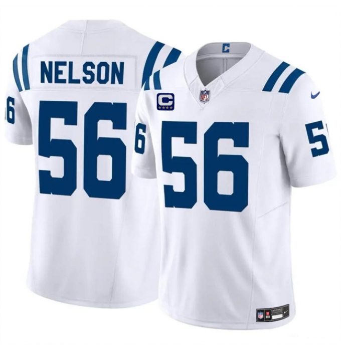 Men's Indianapolis Colts #56 Quenton Nelson White 2024 F.U.S.E. With 4-Star C Vapor Limited Stitched Football Jersey