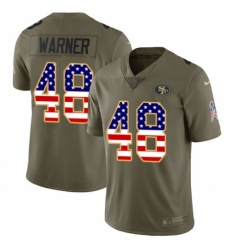 Youth Nike San Francisco 49ers #48 Fred Warner Limited Olive/USA Flag 2017 Salute to Service NFL Jersey
