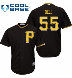 Youth Majestic Pittsburgh Pirates #55 Josh Bell Authentic Black Alternate Cool Base MLB Jersey