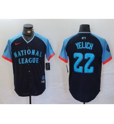 Men's Milwaukee Brewers #22 Christian Yelich Navy 2024 All Star Limited Stitched Jersey