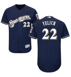 Men's Milwaukee Brewers #22 Christian Yelich Navy Blue Flexbase Authentic Collection Stitched MLB Jersey