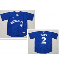 Men's Toronto Blue Jays #2 Justin Turner Blue Cool Base Stitched Jersey