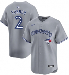 Men's Toronto Blue Jays #2 Justin Turner Gray Cool Base Stitched Jersey