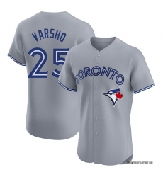 Men's Toronto Blue Jays #25 Daulton Varsho Grey Cool Base Stitched Baseball Jersey