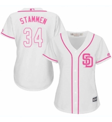Women's Majestic San Diego Padres #34 Craig Stammen Replica White Fashion Cool Base MLB Jersey