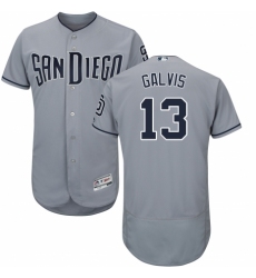 Men's Majestic San Diego Padres #13 Freddy Galvis Authentic Grey Road Cool Base MLB Jersey