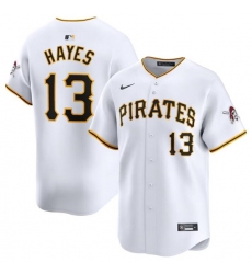 Men's Pittsburgh Pirates #13 Ke'Bryan Hayes White Home Limited Baseball Stitched Jersey