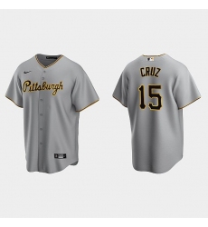 Mens Pittsburgh Pirates #15 Oneil Cruz Nike Gray Road CoolBase Jersey