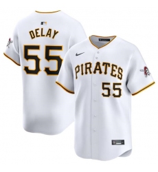 Men's Pittsburgh Pirates #55 Jason Delay White Home Limited Baseball Stitched Jersey