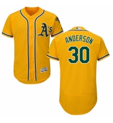 Men's Majestic Oakland Athletics #30 Brett Anderson Gold Alternate Flex Base Authentic Collection MLB Jersey