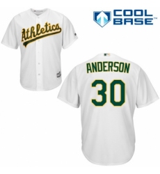 Youth Majestic Oakland Athletics #30 Brett Anderson Authentic White Home Cool Base MLB Jersey