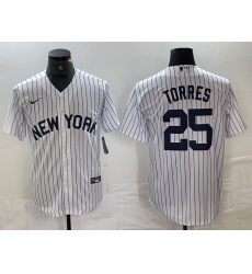 Men's New York Yankees #25 Gleyber Torres White 2024 Cool Base Stitched Jerseys