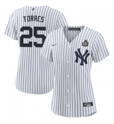 Women's New York Yankees #25 Gleyber Torres White 2024 World Series Cool Base Stitched Baseball Jersey(Run Small)