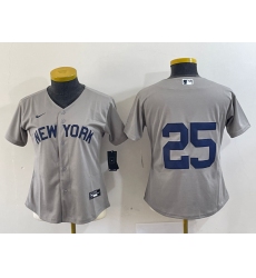 Youth New York Yankees #25 Gleyber Torres Gray Stitched Cool Base Nike Jersey