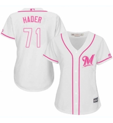 Women's Majestic Milwaukee Brewers #71 Josh Hader Replica White Fashion Cool Base MLB Jersey