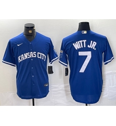 Men's Kansas City Royals #7 Bobby Witt Jr Blue Cool Base Stitched MLB Jersey