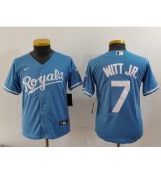 Youth Kansas City Royals #7 Bobby Witt Jr Light Blue Cool Base Stitched Jersey