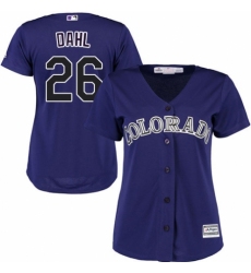 Women's Majestic Colorado Rockies #26 David Dahl Authentic Purple Alternate 1 Cool Base MLB Jersey