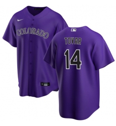 Men's Colorado Rockies #14 Ezequiel Tovar Purple Cool Base Stitched Baseball Jersey