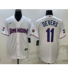 Men's Dominican Republic Baseball #11 Rafael Devers 2023 White World Baseball Classic Stitched Jerseys