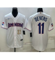 Men's Dominican Republic Baseball #11 Rafael Devers Number 2023 White World Baseball Classic Stitched Jerseys