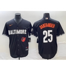 Men's Baltimore Orioles #25 Anthony Santander Black 2023 City Connect Cool Base Stitched Jersey 1