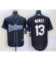 Men's Los Angeles Dodgers #13 Max Muncy Black Cool Base Stitched Baseball Jersey1