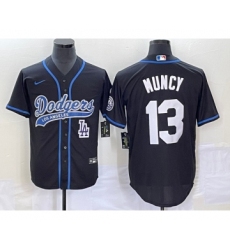 Men's Los Angeles Dodgers #13 Max Muncy Black Cool Base Stitched Baseball Jersey