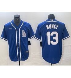 Men's Los Angeles Dodgers #13 Max Muncy Blue Cool Base Stitched Baseball Jersey