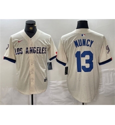 Men's Los Angeles Dodgers #13 Max Muncy Cream Stitched Baseball Jersey