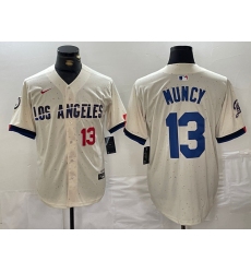 Men's Los Angeles Dodgers #13 Max Muncy Number Cream 2024 City Connect Limited Stitched Jersey