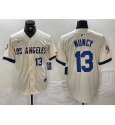 Men's Los Angeles Dodgers #13 Max Muncy Number Cream 2024 City Connect Limited Stitched Jerseys