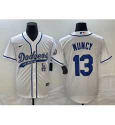 Men's Los Angeles Dodgers #13 Max Muncy White Cool Base Stitched Baseball Jersey