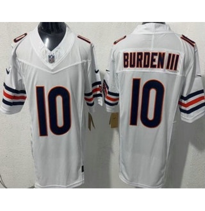 Men's Chicago Bears #10 Luther Burden III Limited White FUSE Vapor Jersey