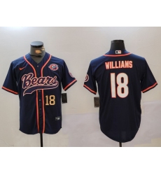 Men's Chicago Bears #18 Caleb Williams Navy Throwback With Cool Base Stitched Baseball Jerseys