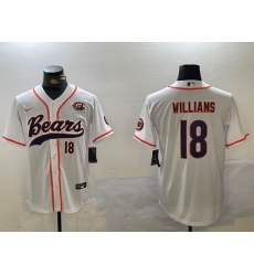 Men's Chicago Bears #18 Caleb Williams Number White Throwback With Cool Base Stitched Baseball Jersey