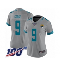 Women's Jacksonville Jaguars #9 Logan Cooke Silver Inverted Legend Limited 100th Season Football Jersey