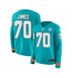 Women's Nike Miami Dolphins #70 Ja'Wuan James Limited Aqua Therma Long Sleeve NFL Jersey
