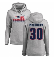 Women's Nike New England Patriots #30 Jason McCourty Heather Gray 2017 AFC Champions Pullover Hoodie