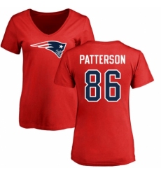 NFL Women's Nike New England Patriots #86 Cordarrelle Patterson Red Name & Number Logo Slim Fit T-Shirt