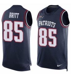 Men's Nike New England Patriots #85 Kenny Britt Limited Navy Blue Player Name & Number Tank Top NFL Jersey