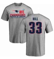 Nike New England Patriots #33 Jeremy Hill Heather Gray 2017 AFC Champions V-Neck T-Shirt