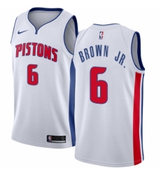 Men's Nike Detroit Pistons #6 Bruce Brown Jr. Swingman White NBA Jersey - Association Edition