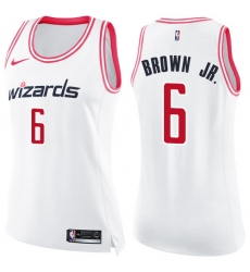 Women's Nike Washington Wizards #6 Troy Brown Jr. Swingman White Pink Fashion NBA Jersey