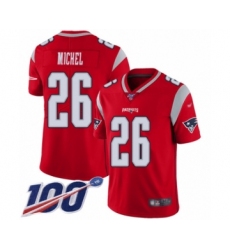 Men's New England Patriots #26 Sony Michel Limited Red Inverted Legend 100th Season Football Jersey