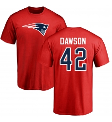 NFL Nike New England Patriots #42 Duke Dawson Red Name & Number Logo T-Shirt