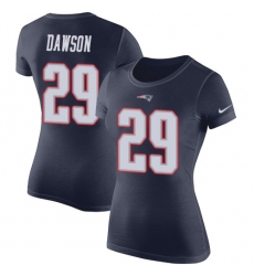 NFL Women's Nike New England Patriots #29 Duke Dawson Red Name & Number Logo Slim Fit Long Sleeve T-Shirt