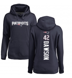 NFL Women's Nike New England Patriots #42 Duke Dawson Navy Blue Backer Pullover Hoodie